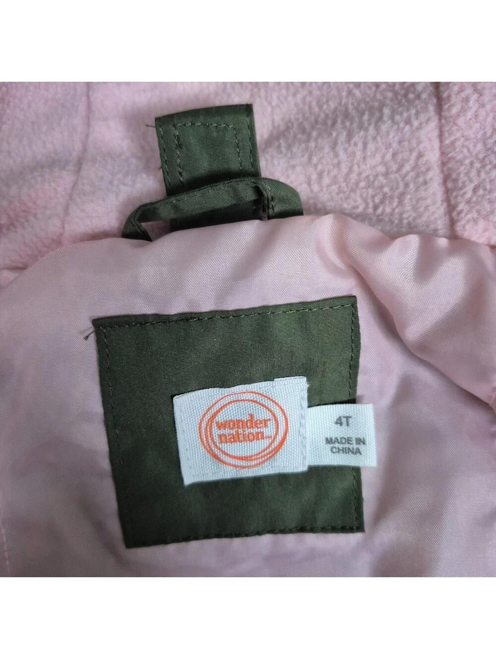 Wonder Nation Toddler Jacket 4T Khaki Green Pink Warm Cozy Lined
